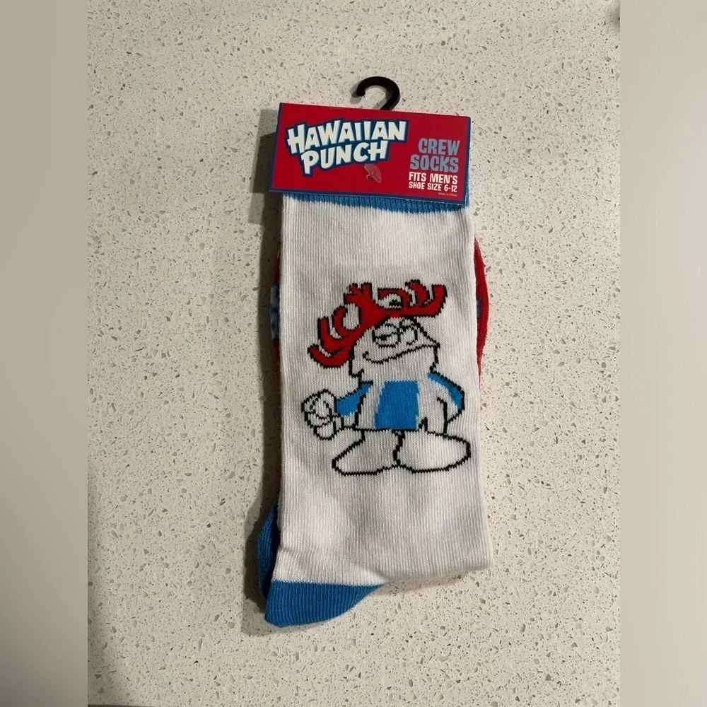 Hawaiian Punch novelty blue and white Crew Socks size 6-12